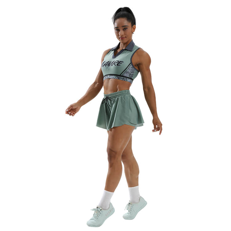 Green Cheer Bra and Shorts Set for Training