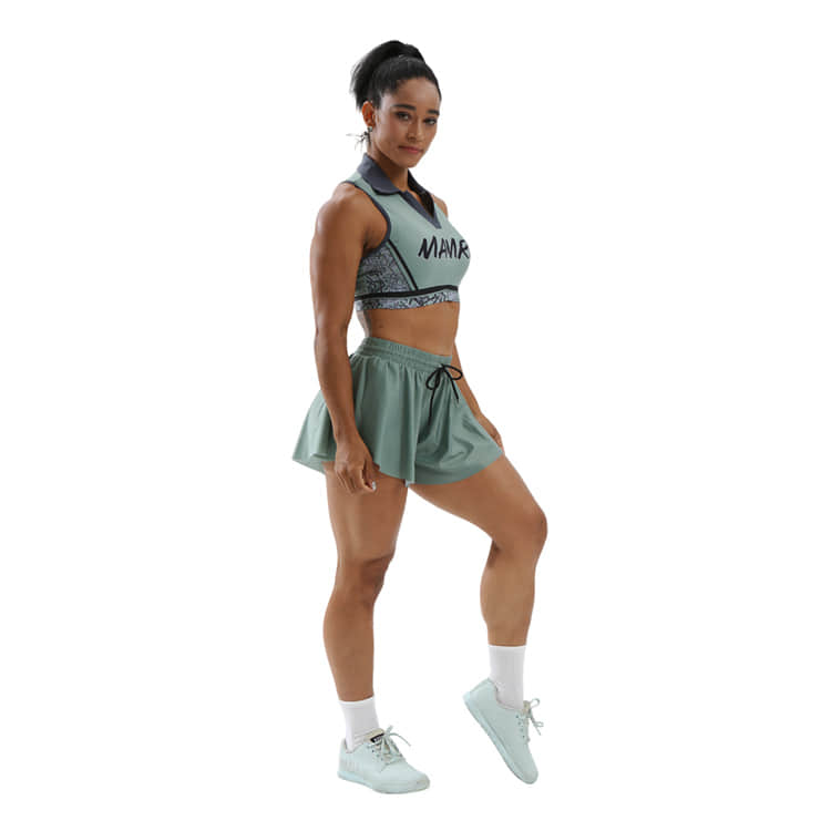 Green Cheer Bra and Shorts Set for Training