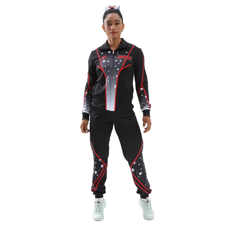 Popular Black Style Cheerleading Warm-Up Jacket and Pants