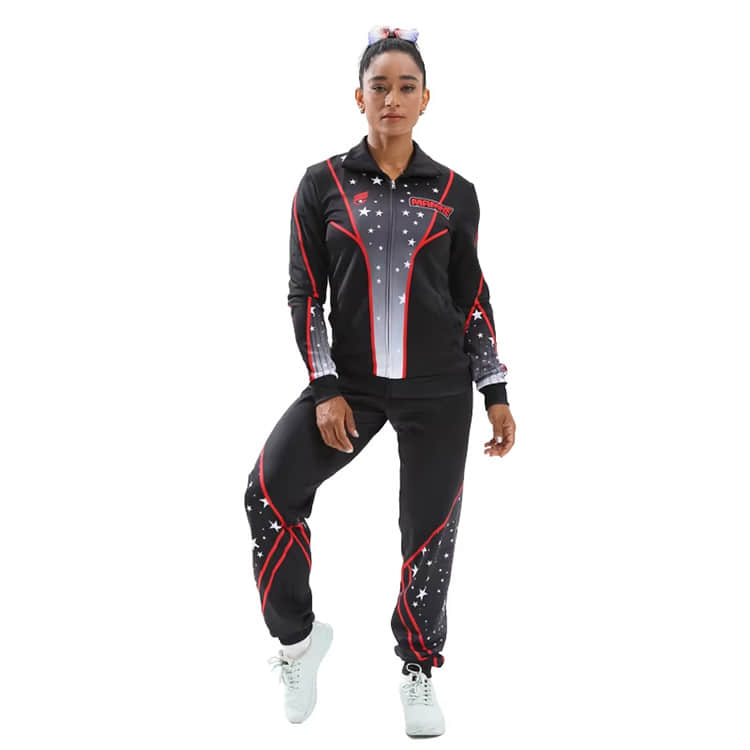 Popular Black Style Cheerleading Warm-Up Jacket and Pants