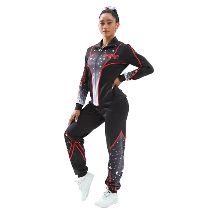 Popular Black Style Cheerleading Warm-Up Jacket and Pants