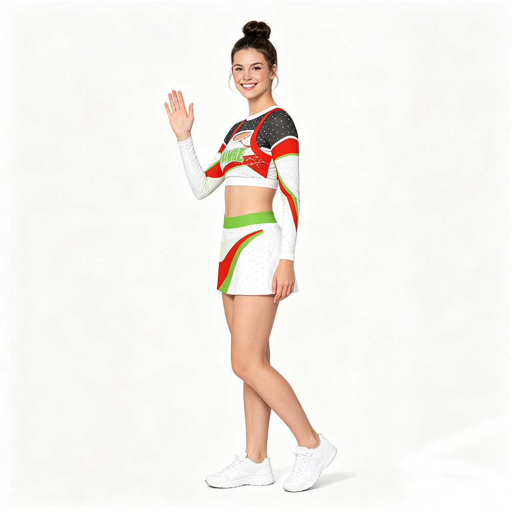 Black Red Green White Dynamic Stripe Cheerleading Uniform