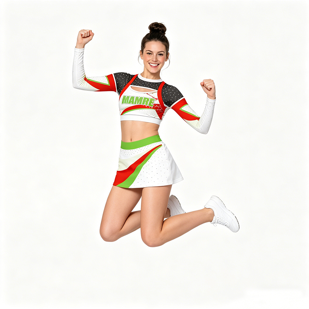 Black Red Green White Dynamic Stripe Cheerleading Uniform