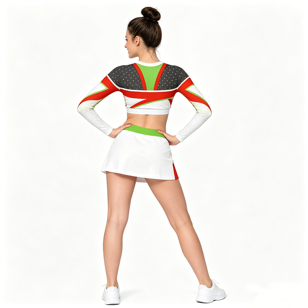 Black Red Green White Dynamic Stripe Cheerleading Uniform
