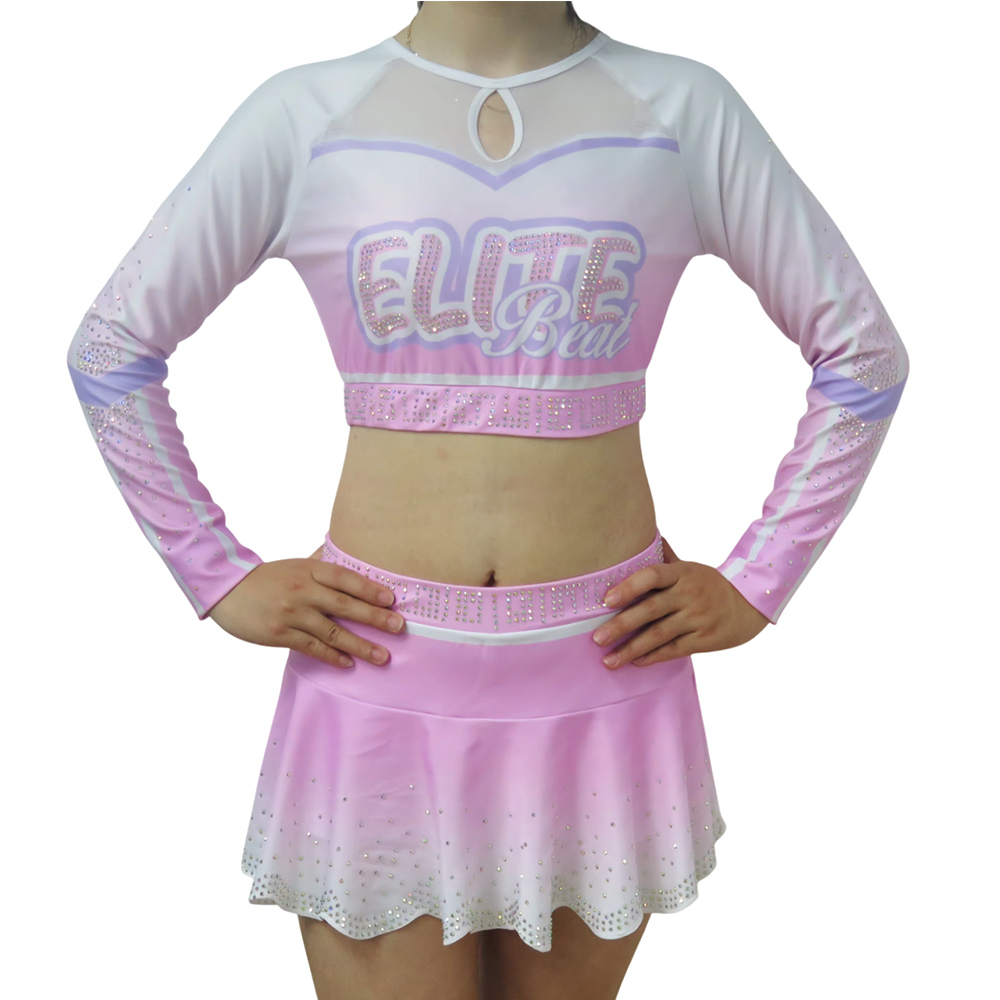 Custom Soft Pink White Sparkle Cheerleading Uniform