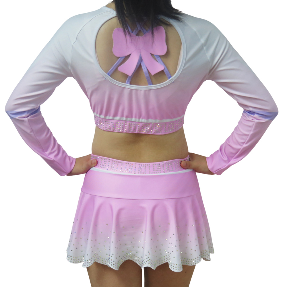 Custom Soft Pink White Sparkle Cheerleading Uniform