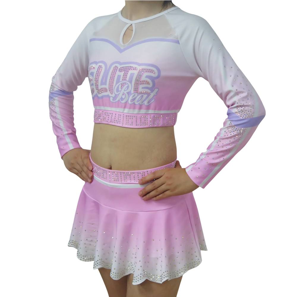 Custom Soft Pink White Sparkle Cheerleading Uniform
