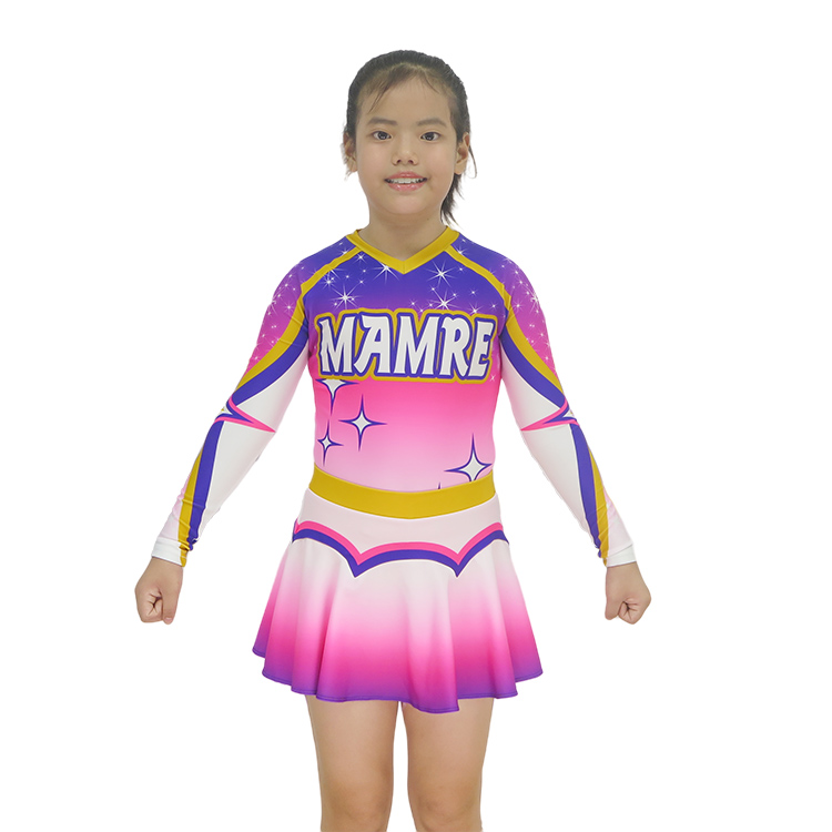 Purple Pink White Starry Gradient Cheerleading Uniform