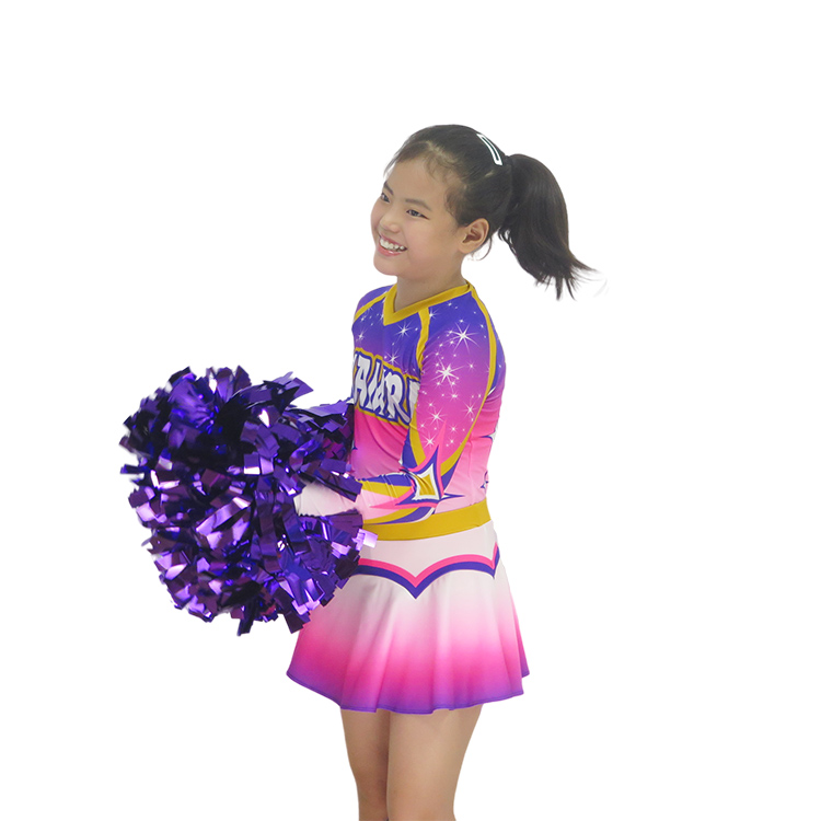 Purple Pink White Starry Gradient Cheerleading Uniform