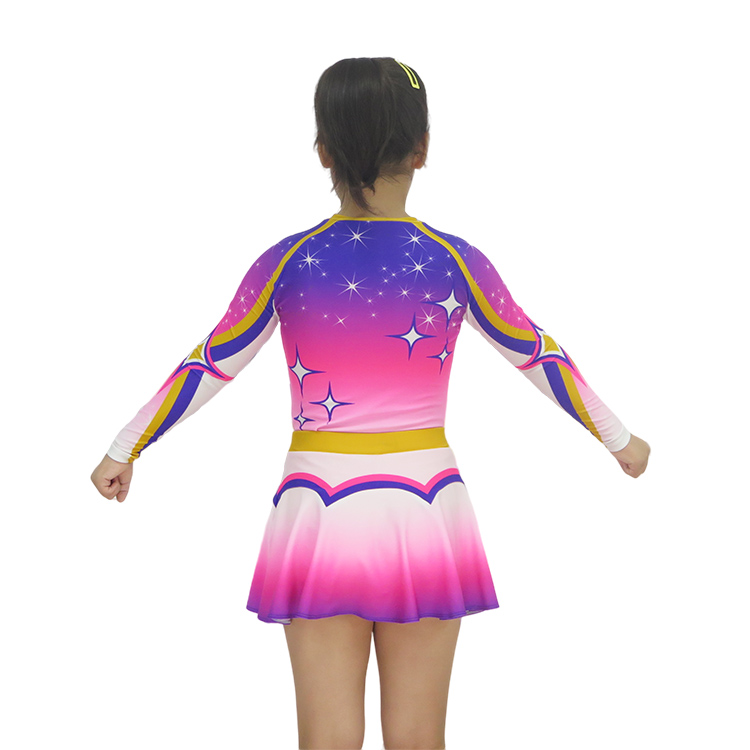 Purple Pink White Starry Gradient Cheerleading Uniform