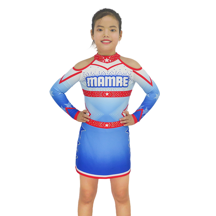 Girls Red White Blue Patriotic Starry Cheerleading Uniform