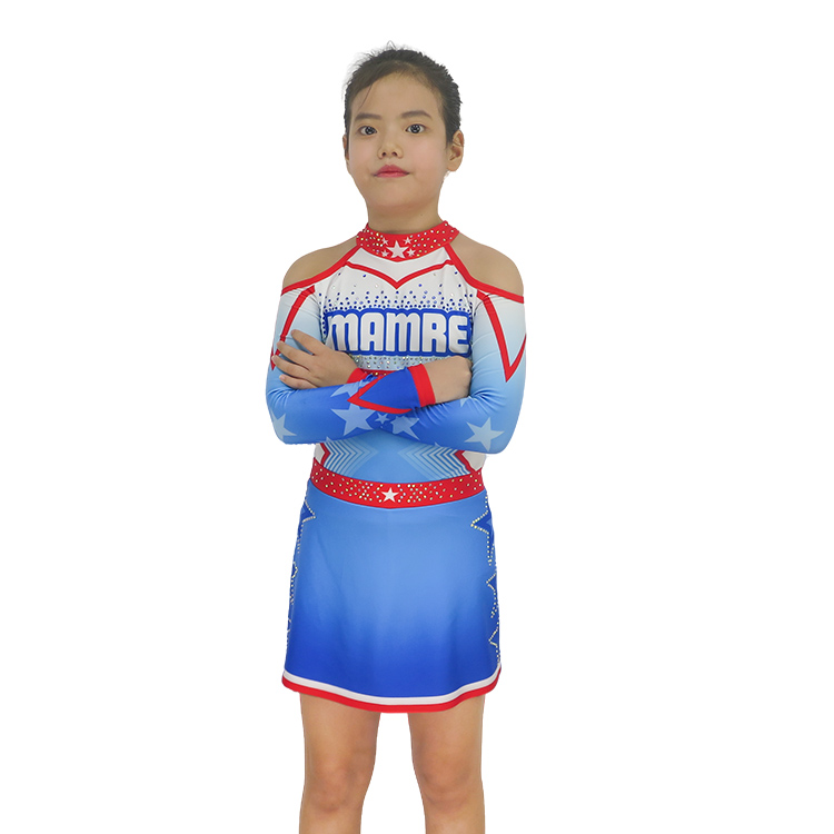 Girls Red White Blue Patriotic Starry Cheerleading Uniform