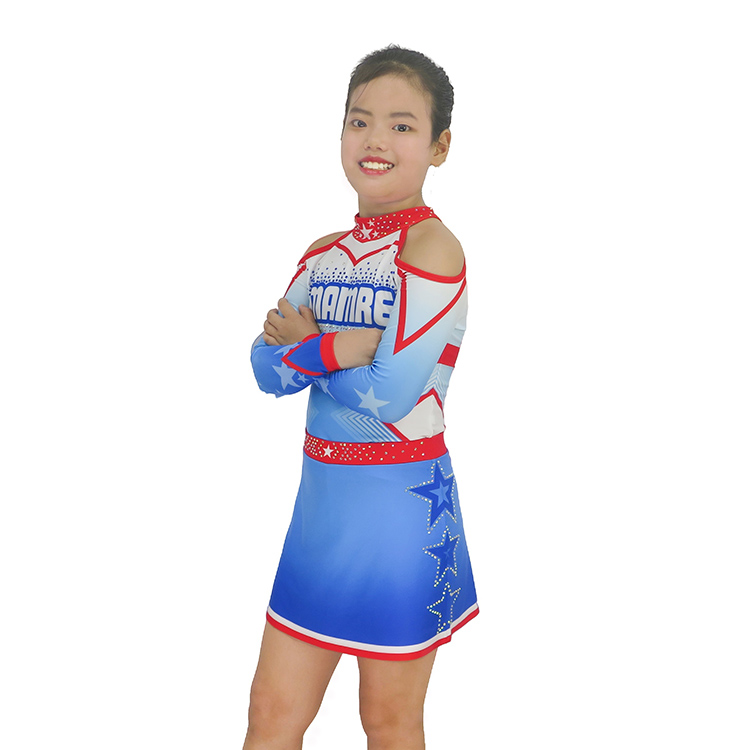 Girls Red White Blue Patriotic Starry Cheerleading Uniform