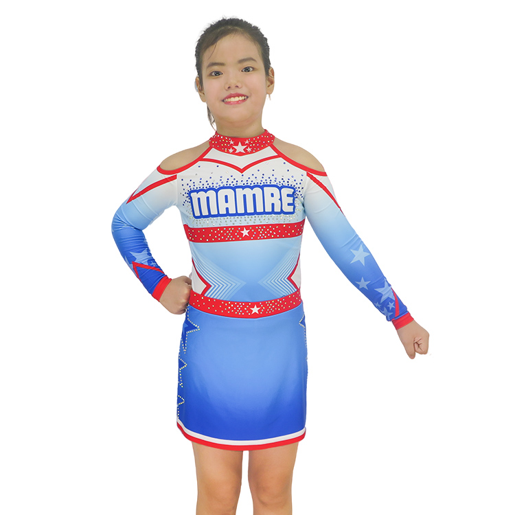 Girls Red White Blue Patriotic Starry Cheerleading Uniform