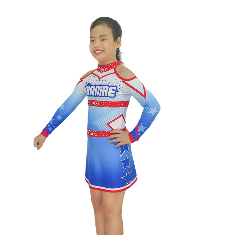 Girls Red White Blue Patriotic Starry Cheerleading Uniform