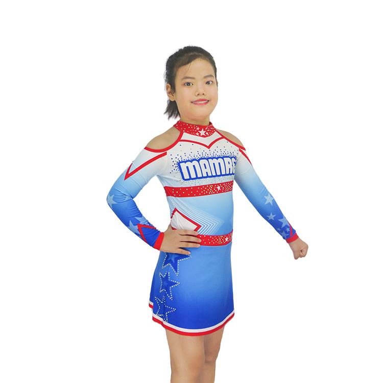 Girls Red White Blue Patriotic Starry Cheerleading Uniform