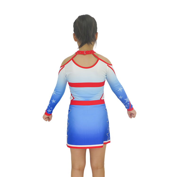 Girls Red White Blue Patriotic Starry Cheerleading Uniform