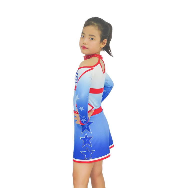 Girls Red White Blue Patriotic Starry Cheerleading Uniform
