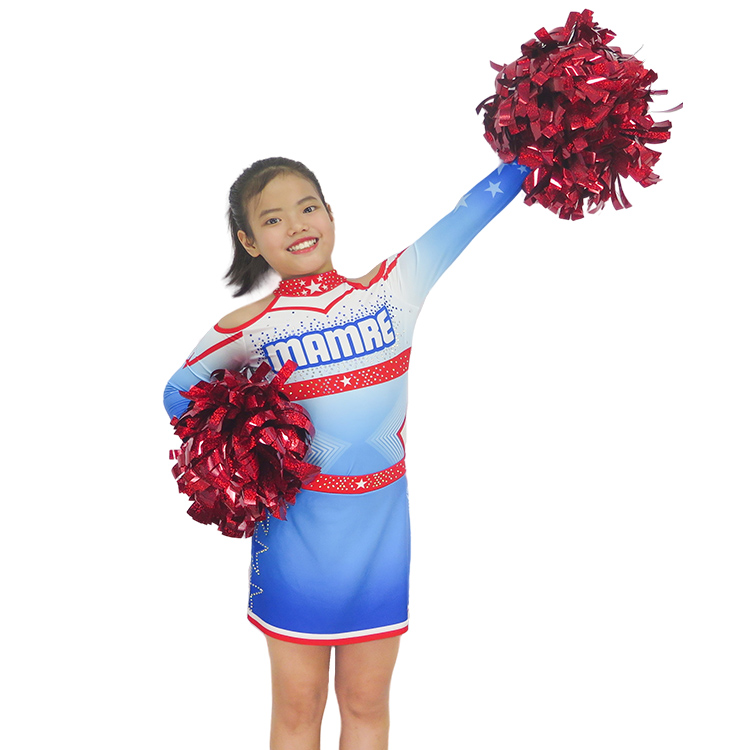 Girls Red White Blue Patriotic Starry Cheerleading Uniform