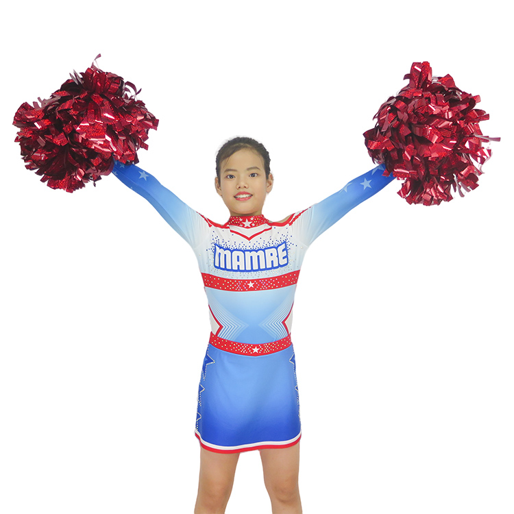 Girls Red White Blue Patriotic Starry Cheerleading Uniform