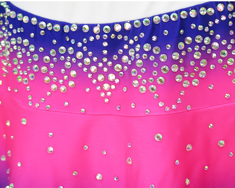 Purple Pink Blue Gradient Heavy Rhinestone Cheerleading Uniform