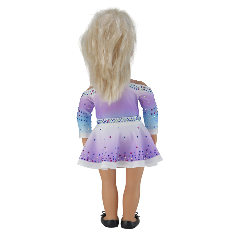 Fashion Cute Purple Blue Gradient Rhinestone Doll Cheer Costume