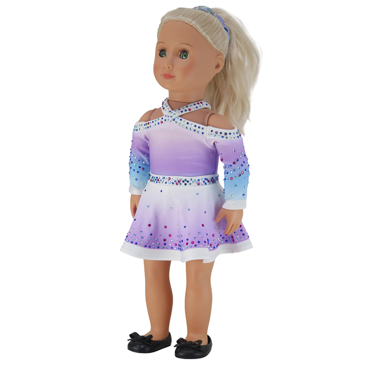 Fashion Cute Purple Blue Gradient Rhinestone Doll Cheer Costume