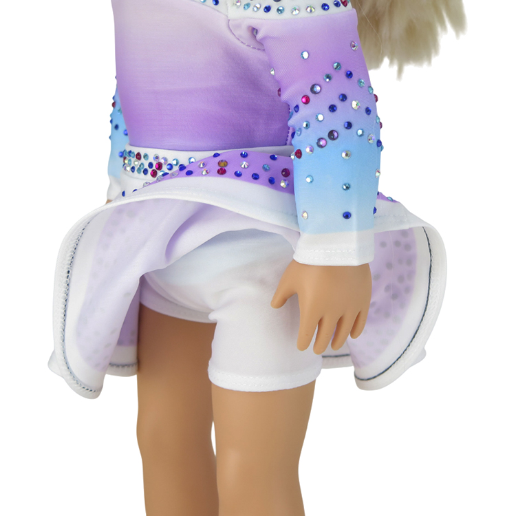 Fashion Cute Purple Blue Gradient Rhinestone Doll Cheer Costume