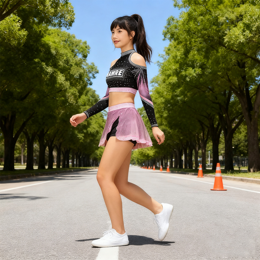 Purple Gradient Sublimation Cheerleader Dress for Competition