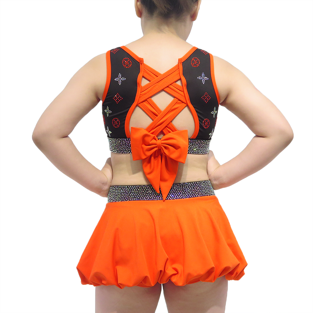 Sublimated Star Pattern Cheerleader Dress with Bubble Skirt