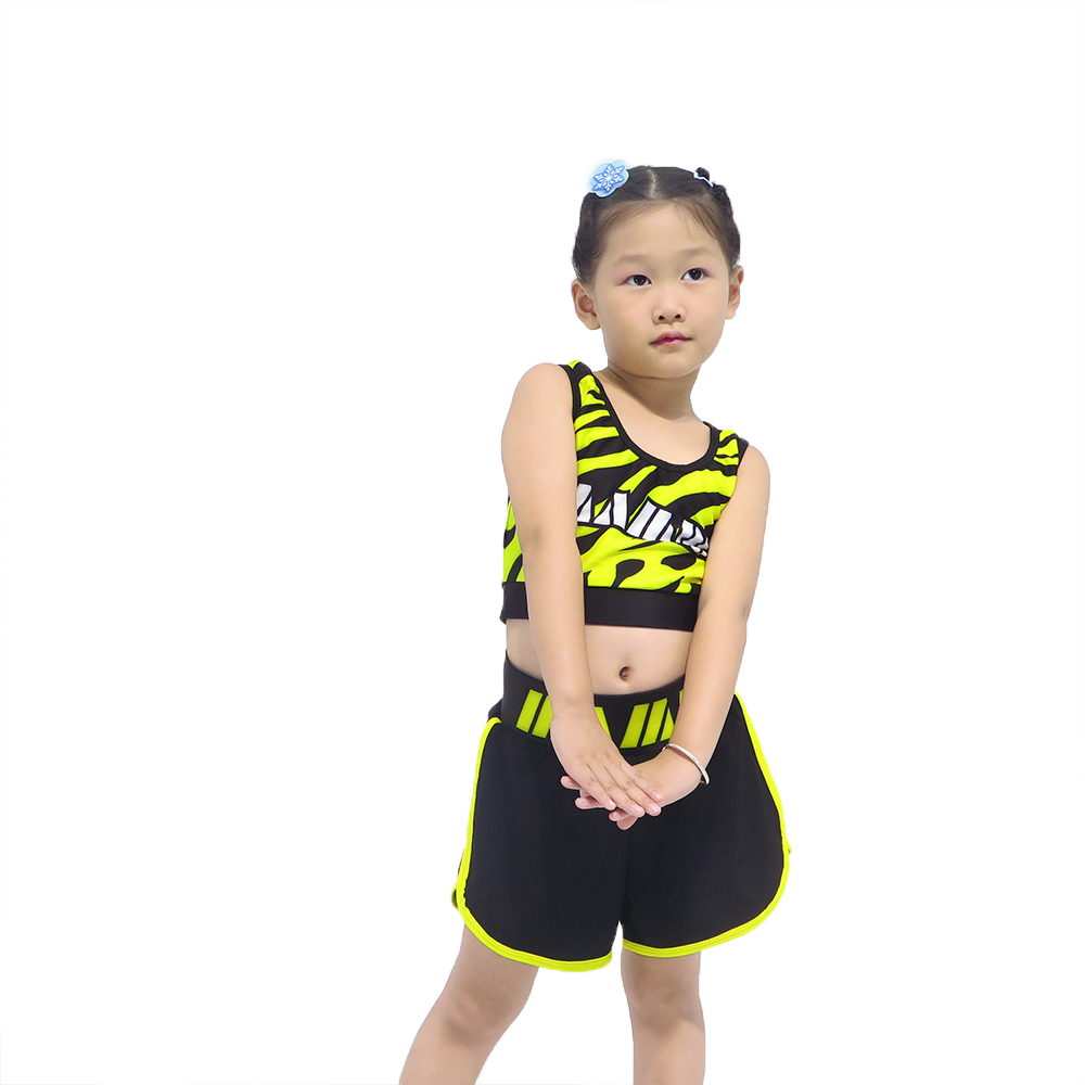 Girls Zebra Print Neon Green Cheerleading Practice Wear