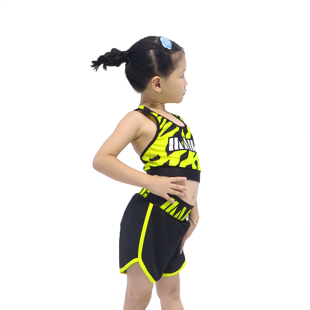 Girls Zebra Print Neon Green Cheerleading Practice Wear