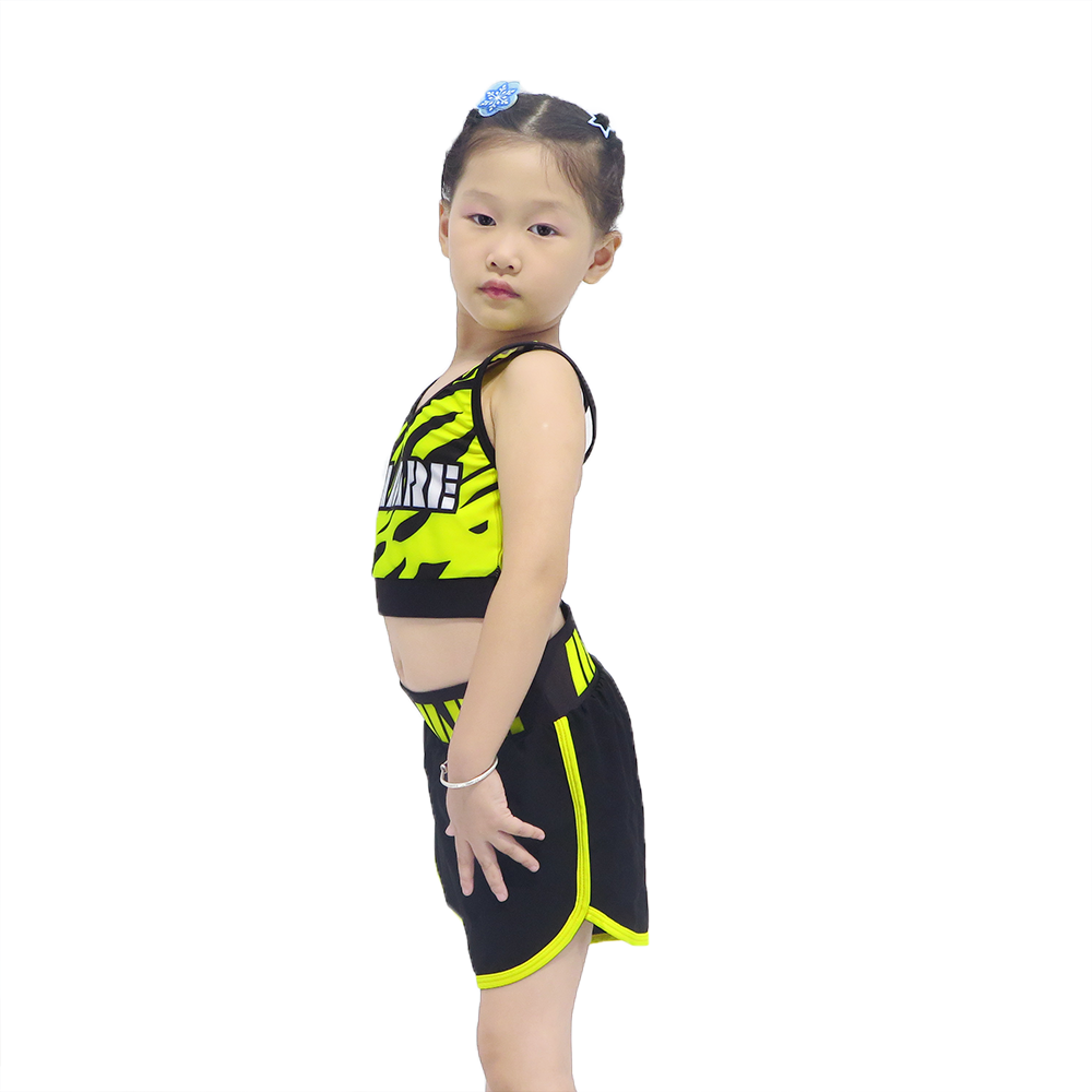 Girls Zebra Print Neon Green Cheerleading Practice Wear