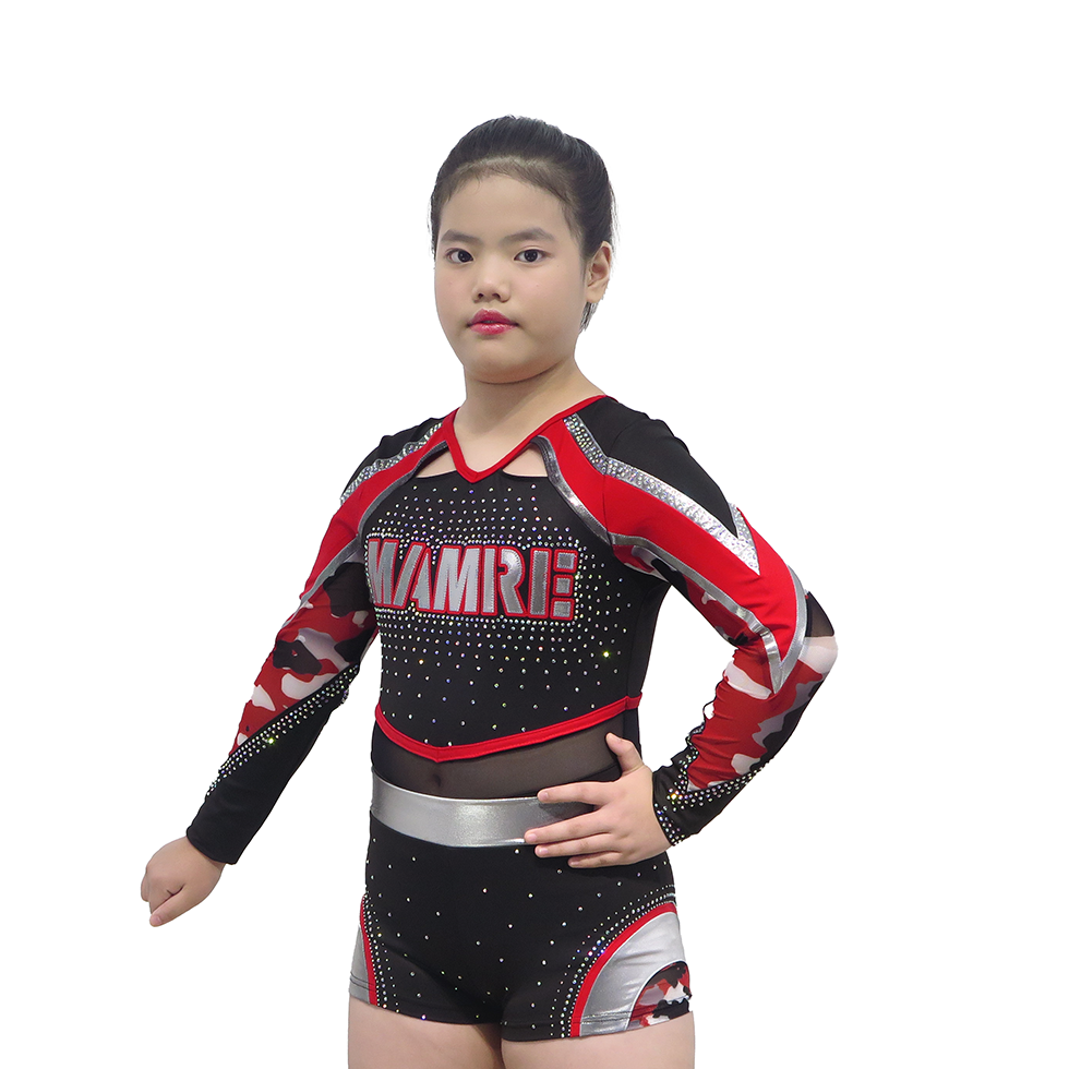 Girls Custom Red Black Cheerleading Uniform