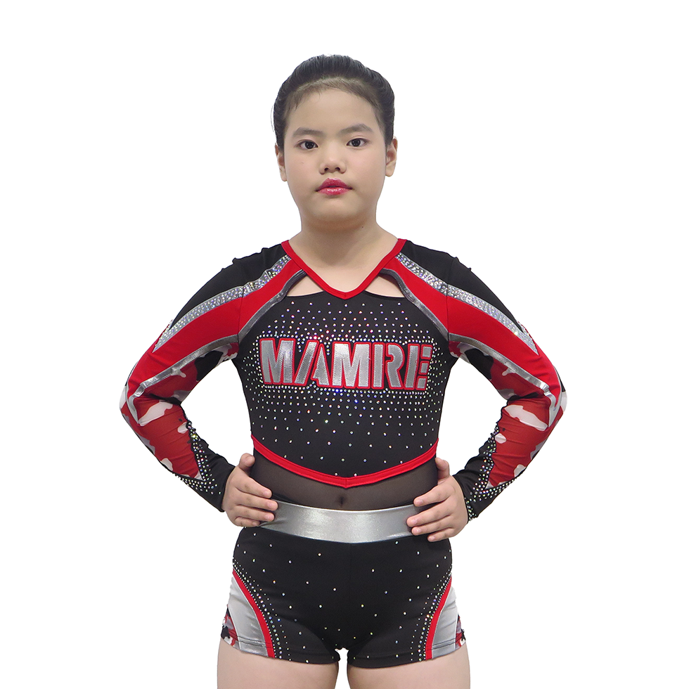 Girls Custom Red Black Cheerleading Uniform