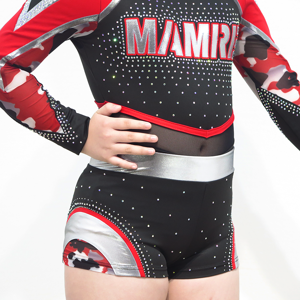 Girls Custom Red Black Cheerleading Uniform