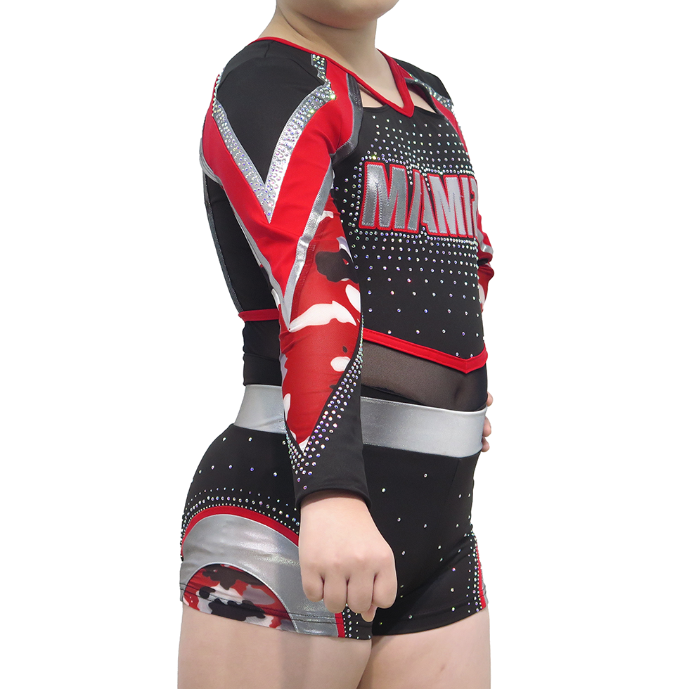 Girls Custom Red Black Cheerleading Uniform