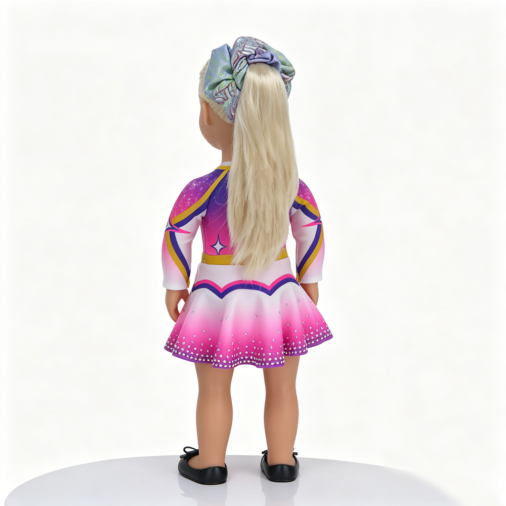 Purple Pink Gradient Sublimation Doll Clothes with Rhinestones