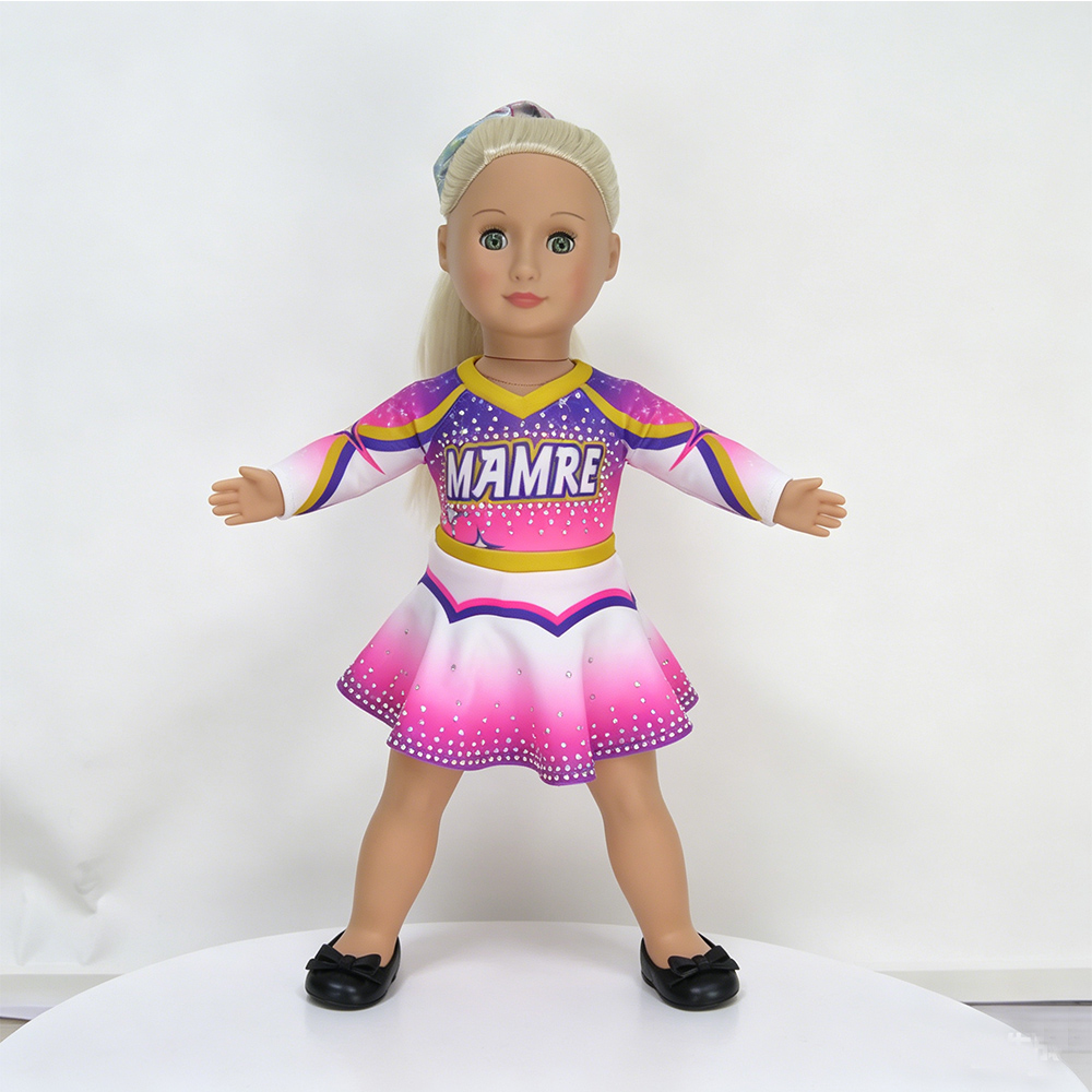 Purple Pink Gradient Sublimation Doll Clothes with Rhinestones