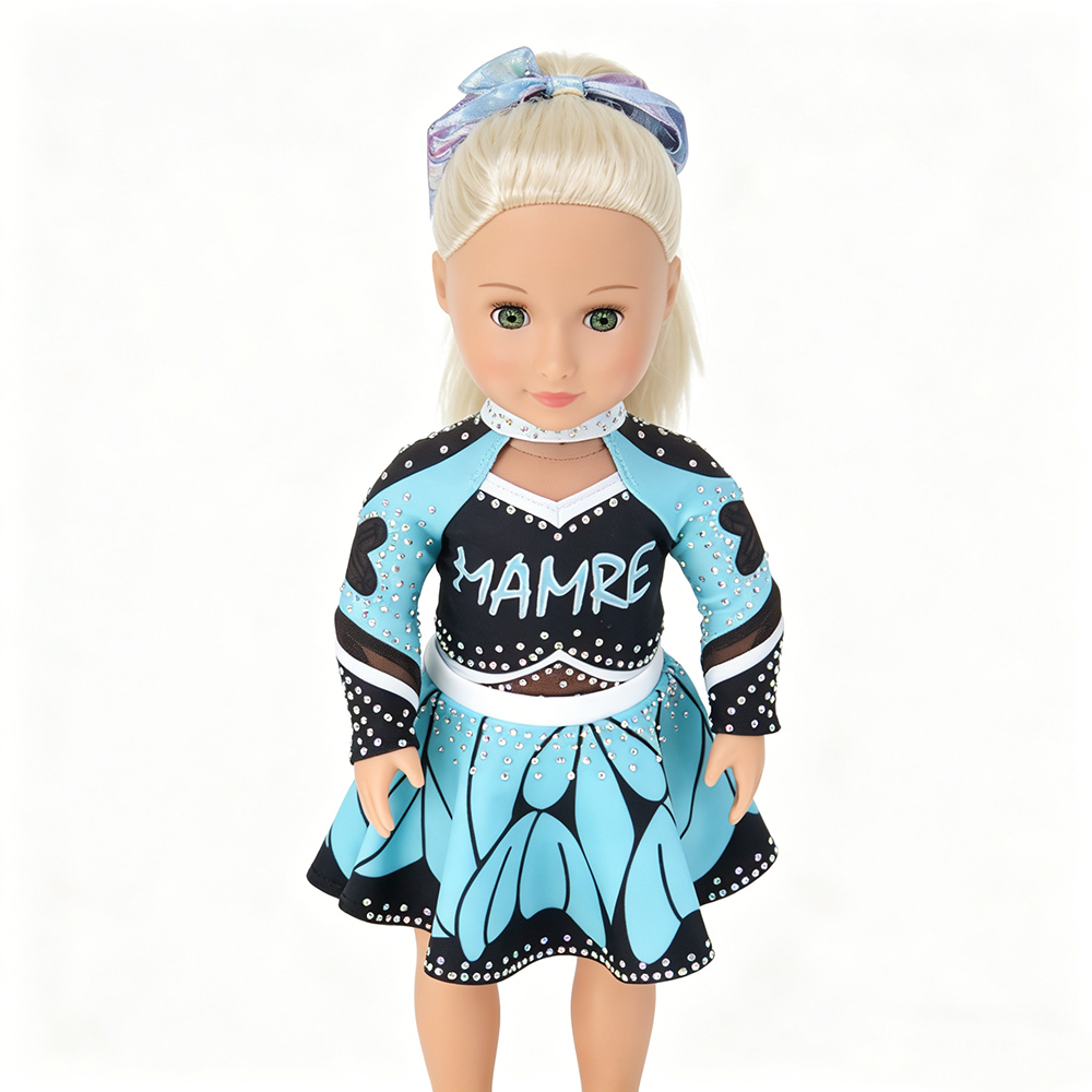 Teal Black Choker Neck Doll Clothes with Sparkly Rhinestones