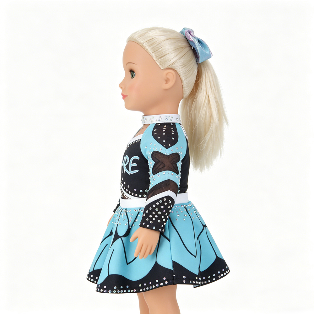 Teal Black Choker Neck Doll Clothes with Sparkly Rhinestones