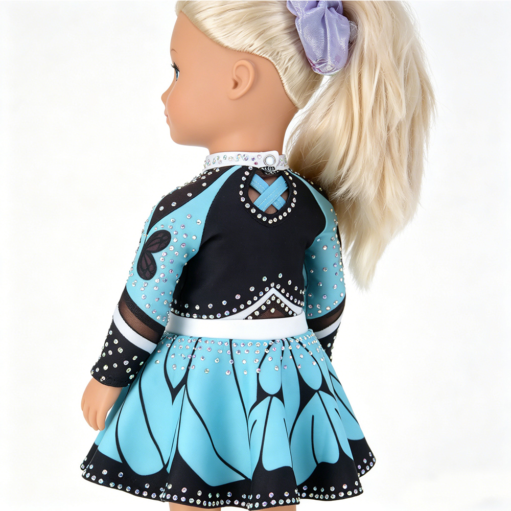 Teal Black Choker Neck Doll Clothes with Sparkly Rhinestones