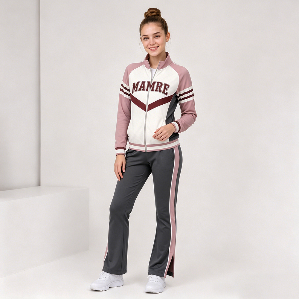 Hot Selling Pink White Gray Cheer Tracksuit Jacket Pants