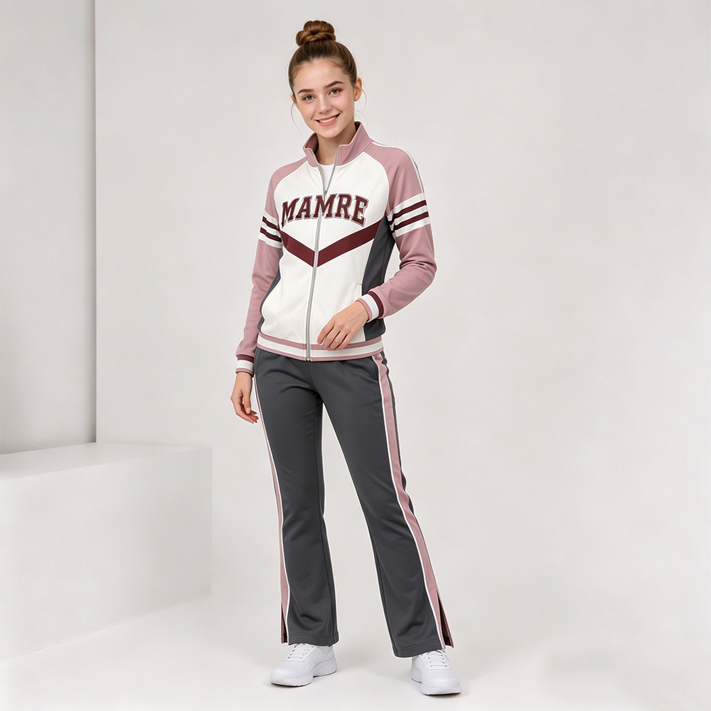 Hot Selling Pink White Gray Cheer Tracksuit Jacket Pants