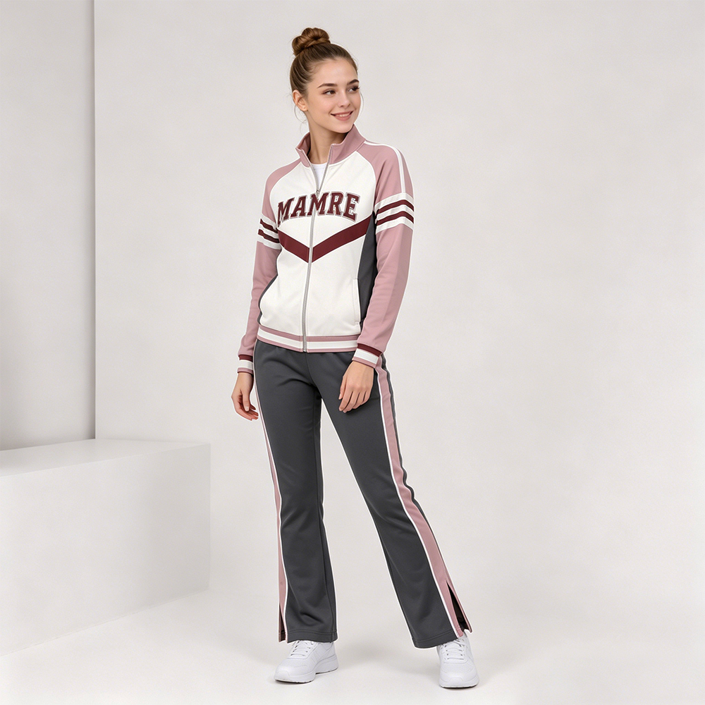 Hot Selling Pink White Gray Cheer Tracksuit Jacket Pants