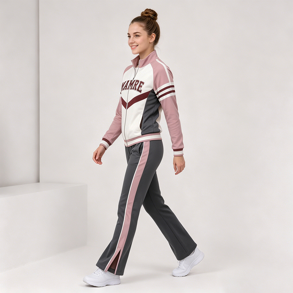 Hot Selling Pink White Gray Cheer Tracksuit Jacket Pants