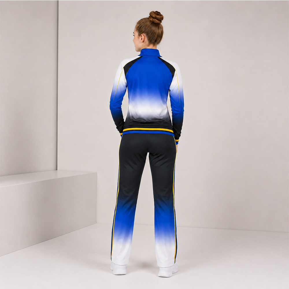 Blue White Black Gradient Cheer Tracksuit Jacket Pants Set