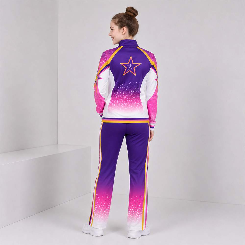 Fashion Purple Pink White Cheer Tracksuit Jacket Pants