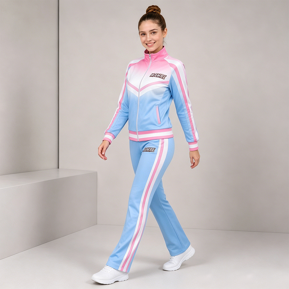 Hot Selling Pink Blue Gradient Cheer Tracksuit Jacket Pant