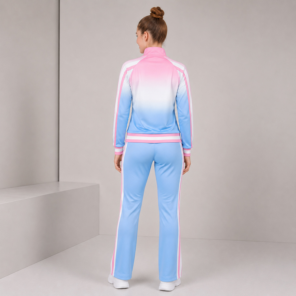 Hot Selling Pink Blue Gradient Cheer Tracksuit Jacket Pant
